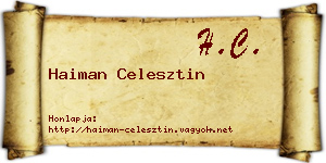 Haiman Celesztin névjegykártya